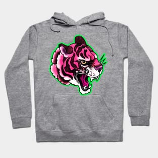 Pink tiger head Hoodie